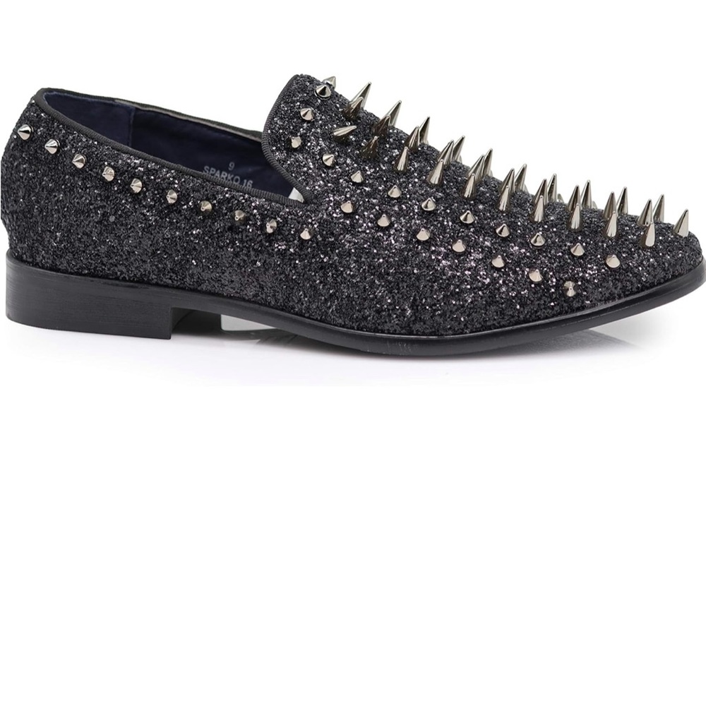 Moretti black label Men's Vintage Spike Dress Loafers/ Shoes